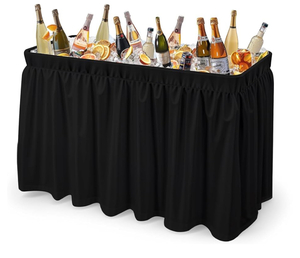 Ice cooler table w/ black skirt 
