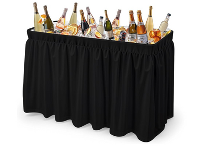 Ice cooler table w/ black skirt 