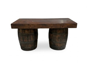 6' Rustic Two Barrel Bar Table