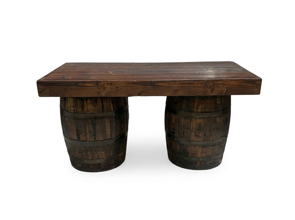 6' Rustic Two Barrel Bar Table in Riverside