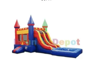 Double Lane Castle Combo Wet/Dry Deep Pool Max Weight 185 Per Rider in Hailey