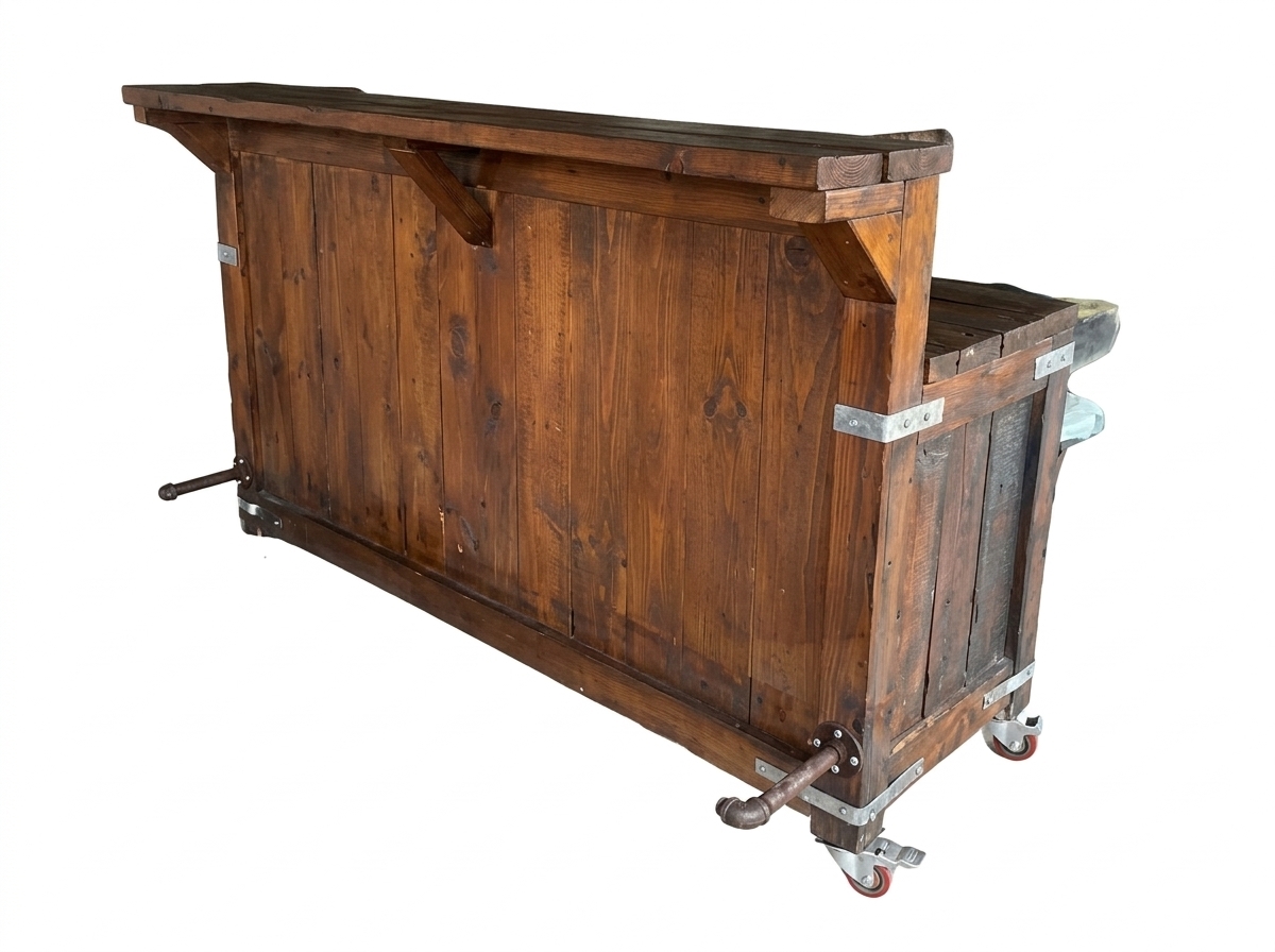 6' Rustic Bar Table with Wheels in Riverside