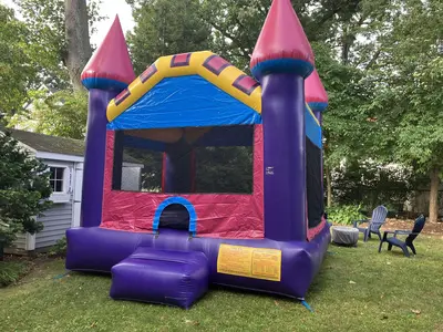 Package Pink Bouncy House + Chairs and Tables
