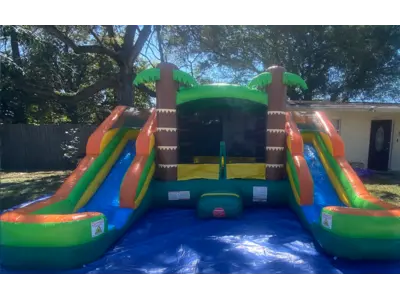 Tropical Bounce House and Double Slide Combo Unit in BRADENTON