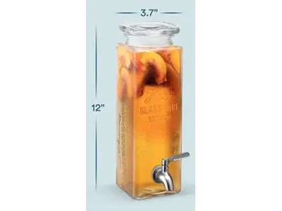 Glass Beverage Dispenser - Clear - Rectangular - Mason Jar - 80oz in Port St. Lucie