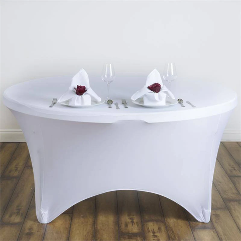 White Spandex 60 inch Round Table cover in Troy