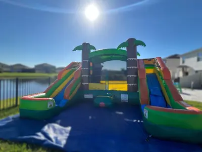 Tropical Bounce House and Double Slide Combo Unit in BRADENTON