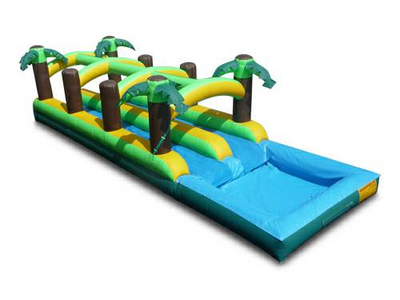 32ft Dual Lane Tropical Slip n Slide w/ pool - Wet Only