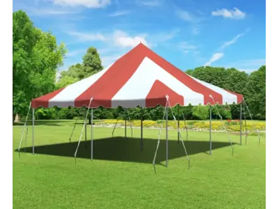 20 x 20 red and white pole tent in Andover