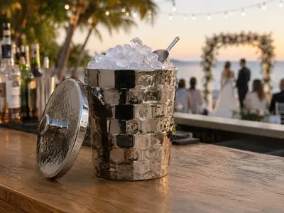 Disco Ball Ice Bucket - Silver - Plastic in Geenacres