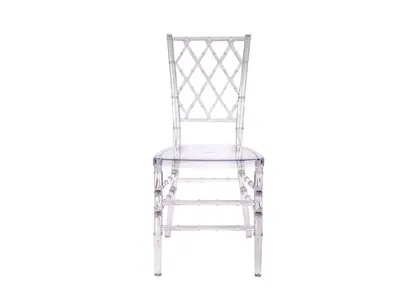 CLEAR INFINITY DIAMOND CHIAVARI CHAIR WITH WHITE CUSHION