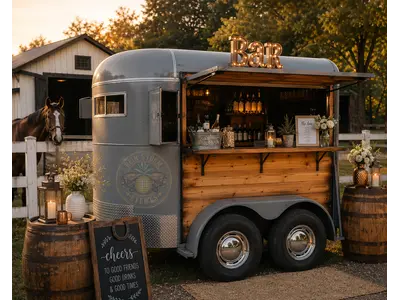 "Pouring Rein" Horse Trailer Mobile Bar in Broward