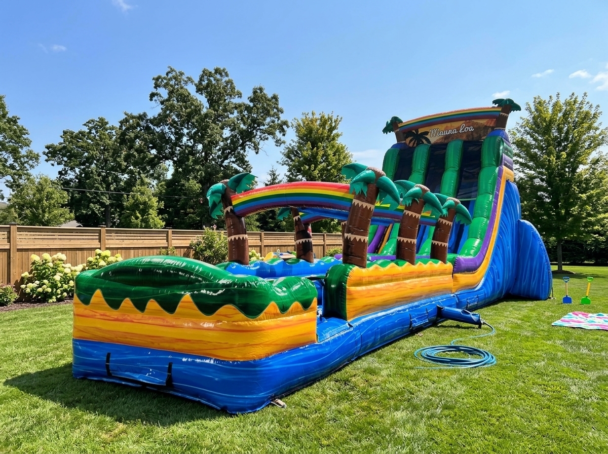 27 Foot Rainbow Falls Dual Lane with Slip And Slide