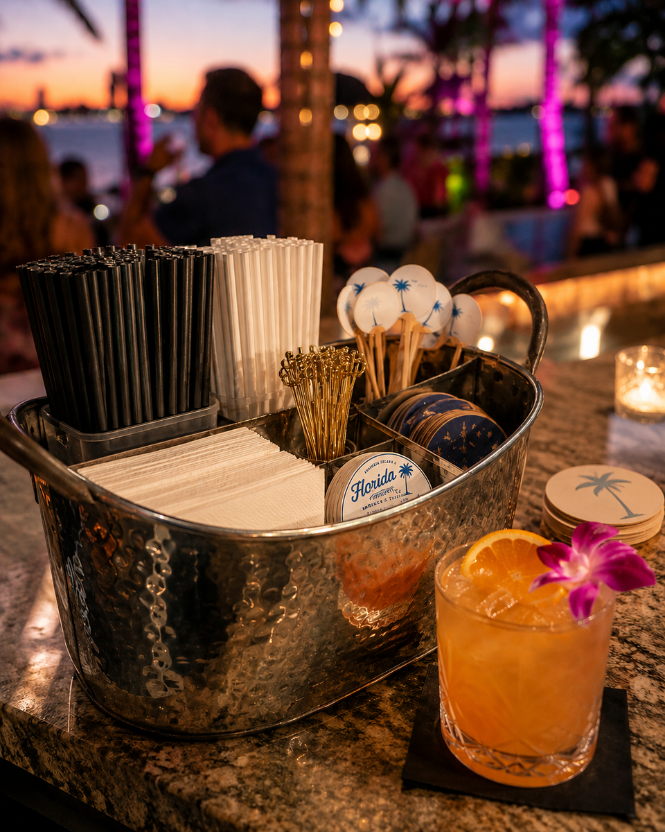 Bar Caddy - Stainless - Hammered in Ocean Ridge