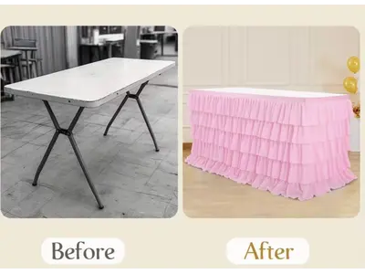 Princess Pink Tablecloth in winter garden