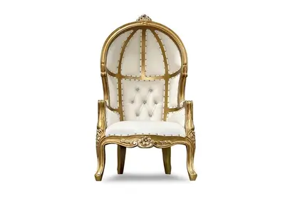 36" Kids White and Gold Dome Throne