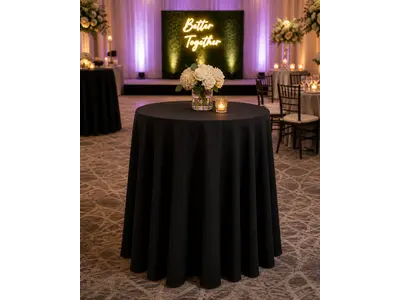 Black Tablecloth Round 108" in Palm Beach