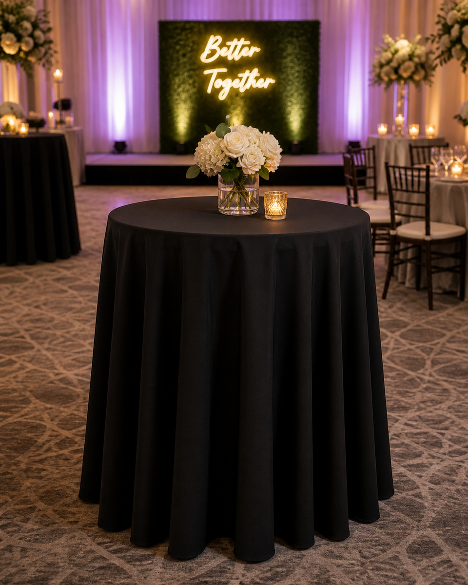 Black Tablecloth Round 108" in Palm Beach