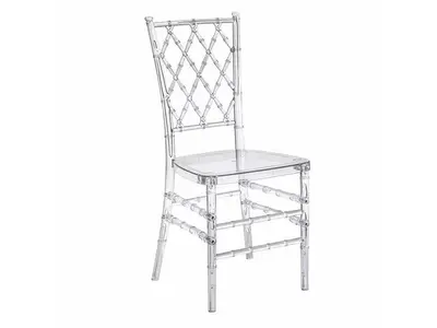 CLEAR INFINITY DIAMOND CHIAVARI CHAIR WITH WHITE CUSHION