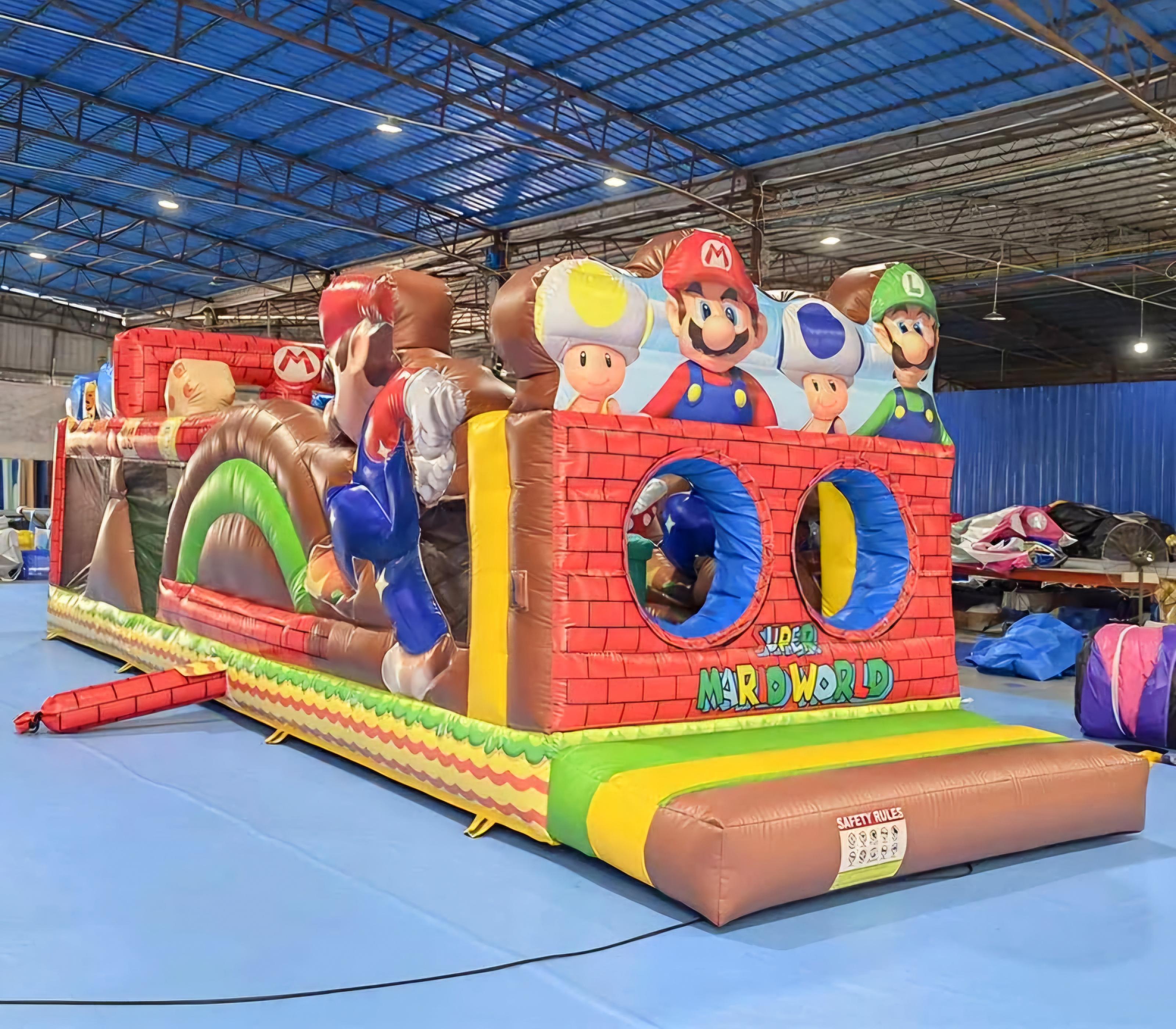 35ft long Mario Brothers obstacle course rental - double lane